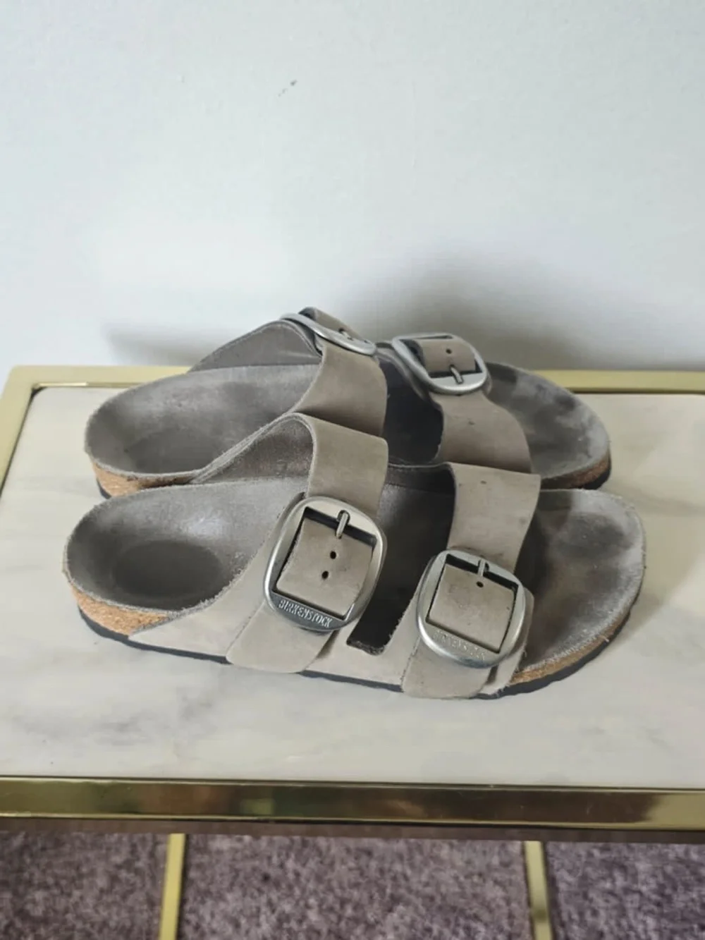 Birkenstock Arizona Big Buckle Dove Gray Sandals Size 37.